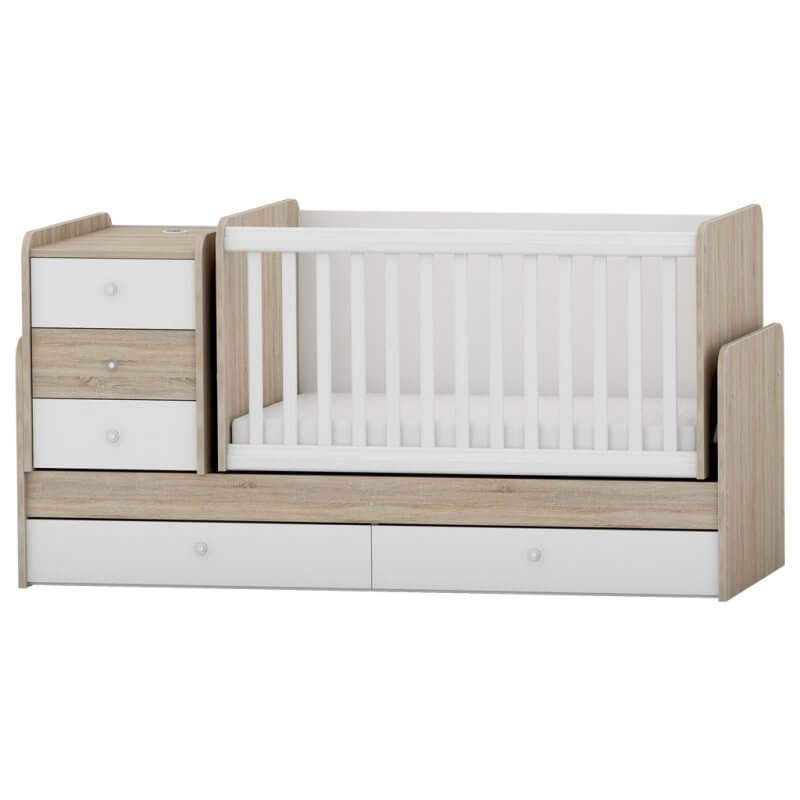 Πολυμορφικό Κρεβάτι Κούνια Arbor Baby Junior Δρυς Sonoma Λευκό 