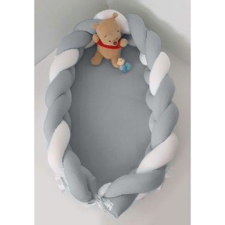 Βρεφική Φωλιά Baby Oliver με αποσπώμενη Πλεξούδα Λευκή Γκρι