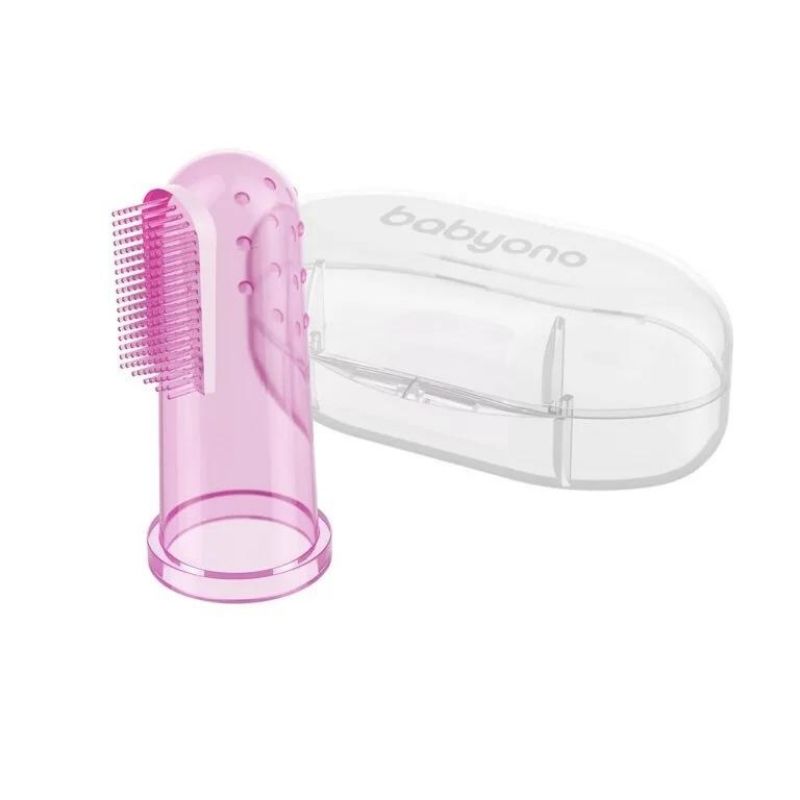 Βρεφική Δακτυλική Οδοντόβουρτσα Σιλικόνης Babyono Pink