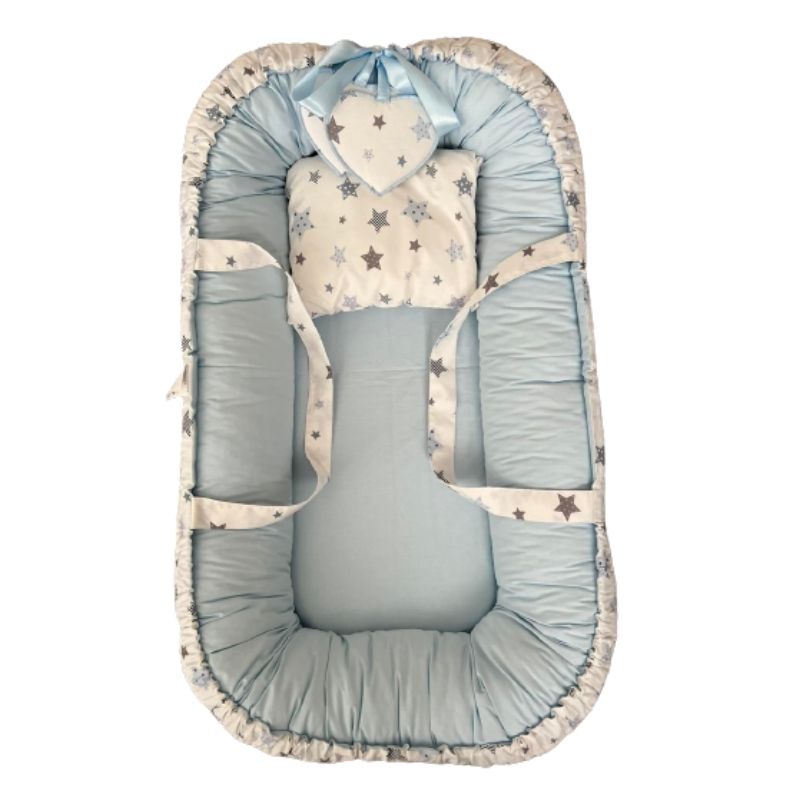 Βρεφική Φωλιά Boutique Bebe Blue Grey Stars Βρεφική Φωλιά Boutique Bebe Blue Grey Stars