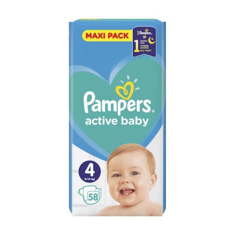 Πάνες Pampers Active Baby No.4 (9-14kg) 58τμχ