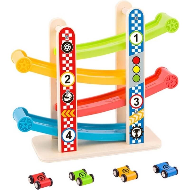 Ξύλινη Πίστα με Αυτοκινητάκια Tooky Toy TY840 Sliding Tower