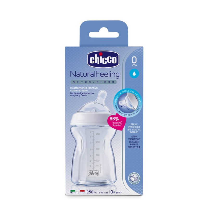 Μπιμπερό γυάλινο Chicco Natural Feeling 250ml 0m+