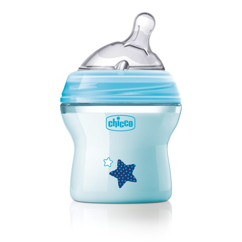 Μπιμπερό πλαστικό, θηλή σιλικόνης Chicco Natural Feeling 150ml Μπλε
