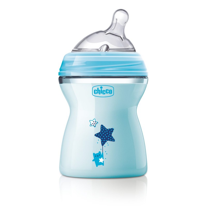 Μπιμπερό πλαστικό, θηλή σιλικόνης Chicco Natural Feeling 250ml Μπλε