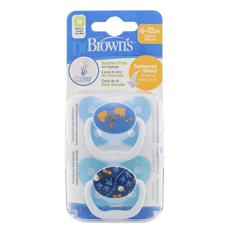 Πιπίλα πεταλούδα ορθοδοντική Dr.Brown's, επίπεδο 2, Μπλε (2τμχ)