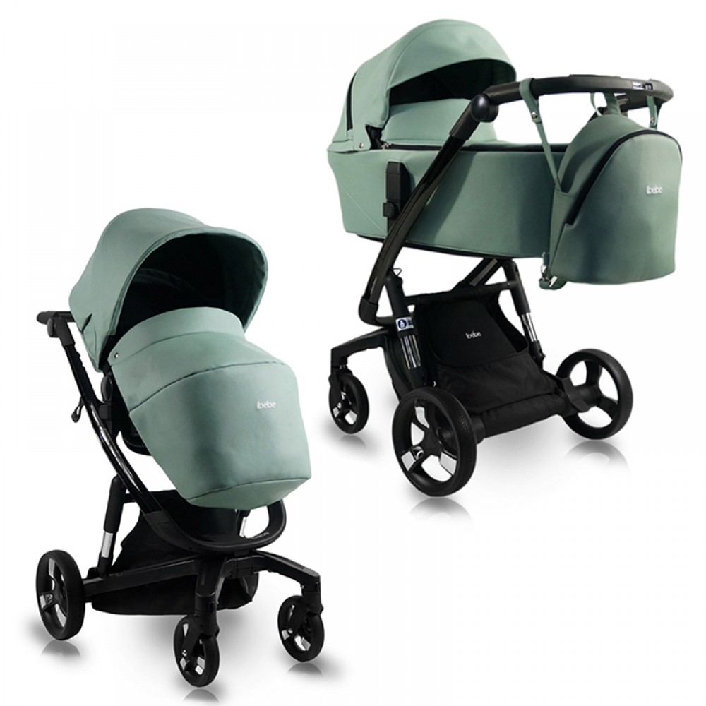 Πολυκαρότσι iBebe iStop 2in1 Black Gloss/Pistachio