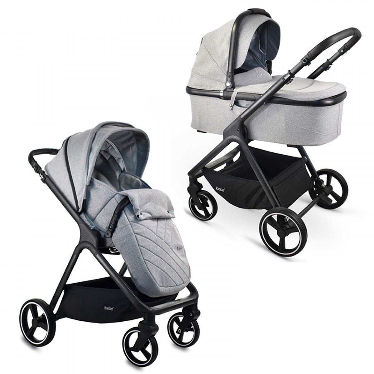 Πολυκαρότσι iBebe Ice 2in1 Black/Gray