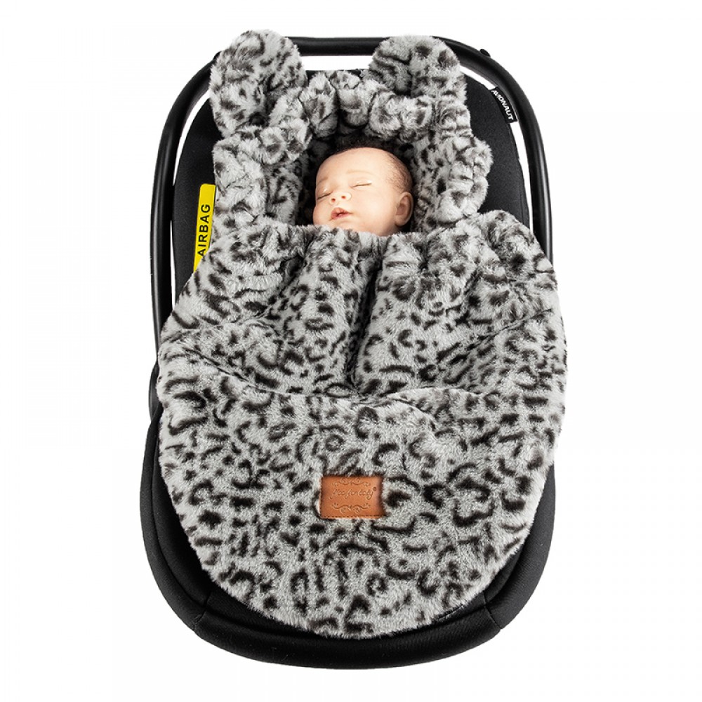 Ποδόσακος Καροτσιού / Καθίσματος Αυτοκινήτου iBebe Mini Me Velour Grey / Black Leopard