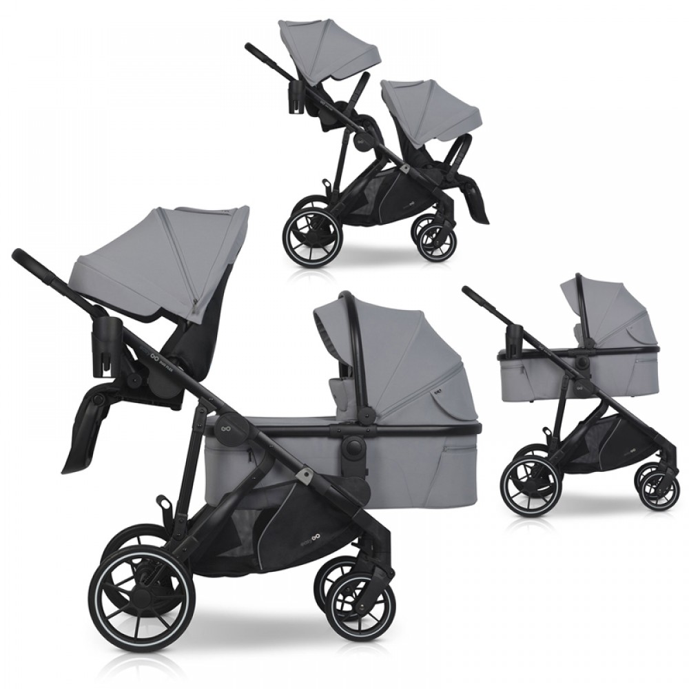 Καρότσι Διδύμων Eurocart EasyGo Duoflex Cloudy Grey (2+1)