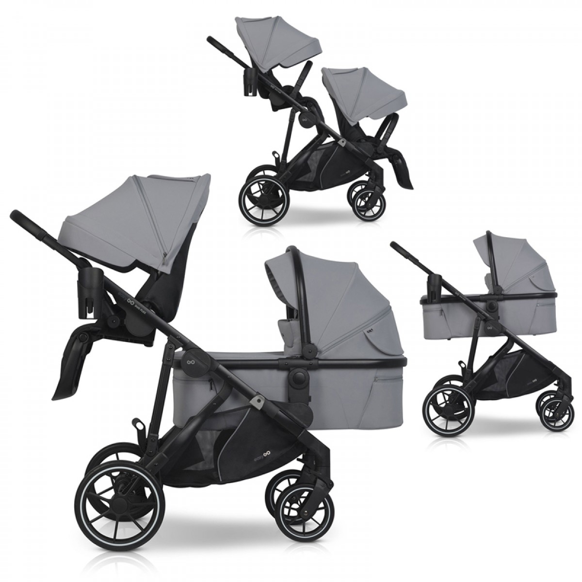 Καρότσι Διδύμων Eurocart EasyGo Duoflex Cloudy Grey (2+1)