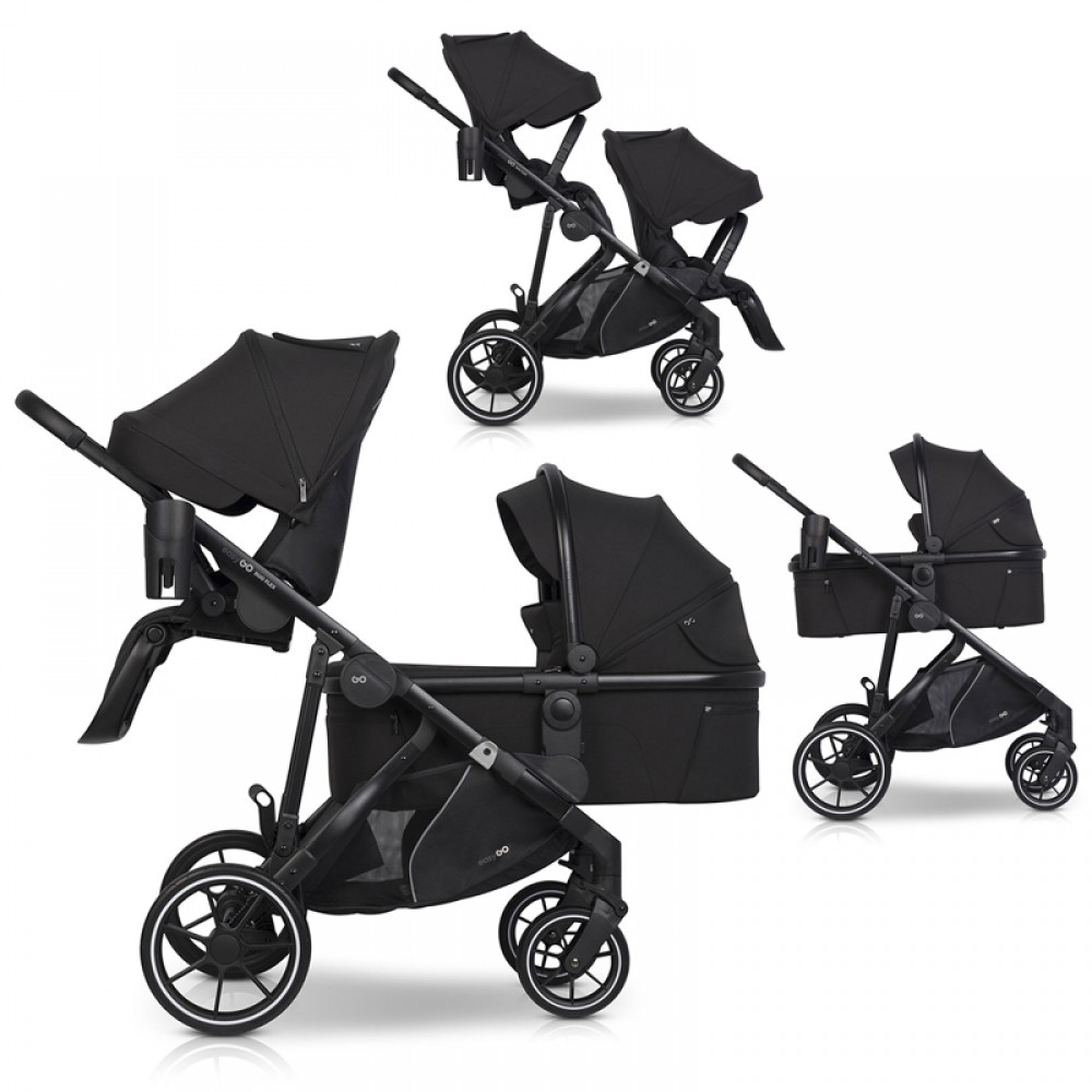Καρότσι Διδύμων Eurocart EasyGo Duoflex Ebony Black (2+1)