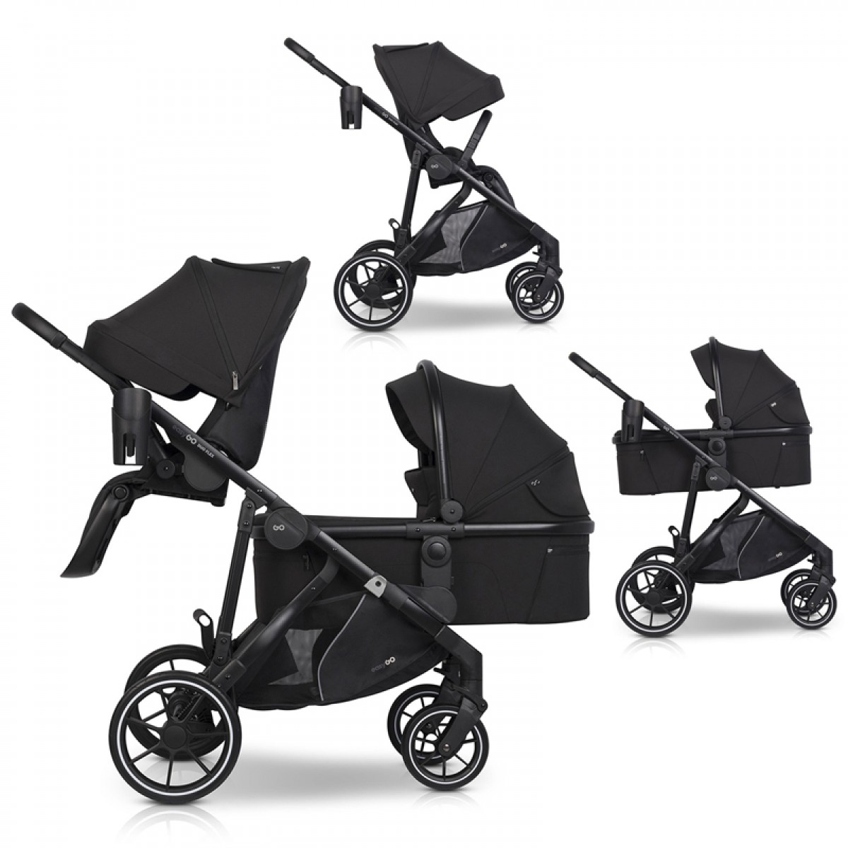 Καρότσι Διδύμων Eurocart EasyGo Duoflex Ebony Black (1+1)
