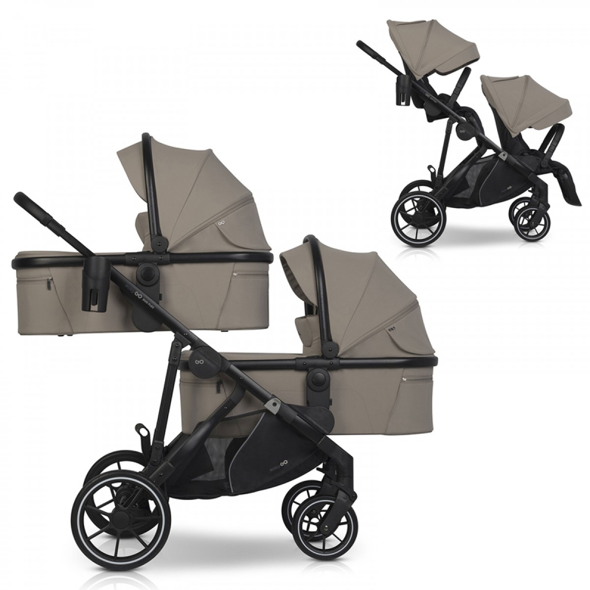 Καρότσι Διδύμων Eurocart EasyGo Duoflex Savana Beige (2+2)