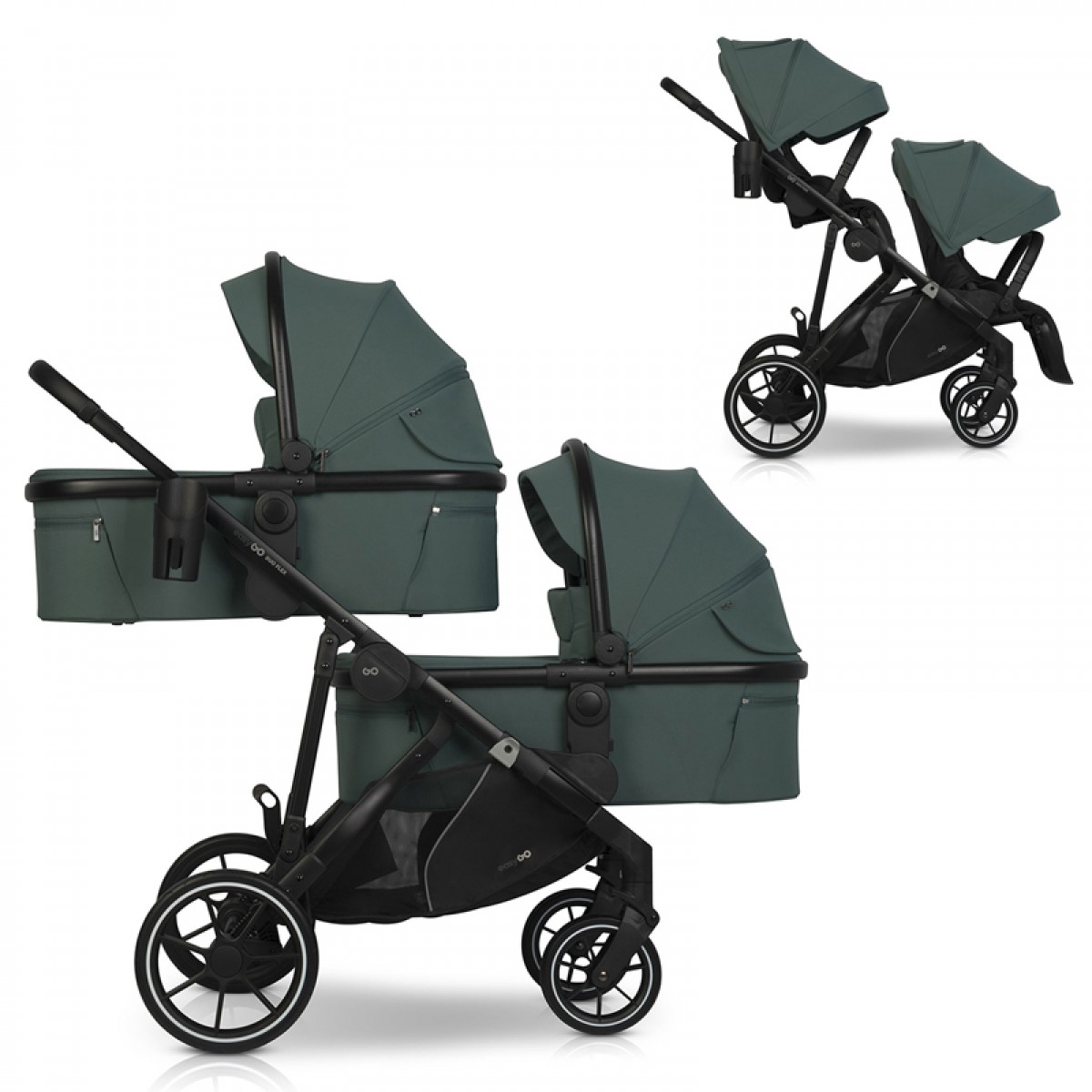 Καρότσι Διδύμων Eurocart EasyGo Duoflex Sage Green (2+2)