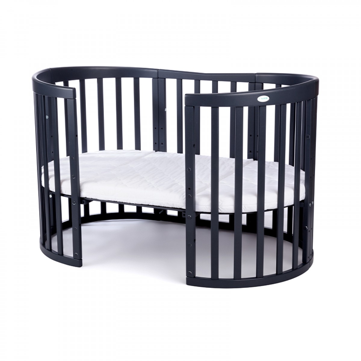 Βρεφικό Κρεβάτι Waldin 7in1 Oval 78x128cm Grafite