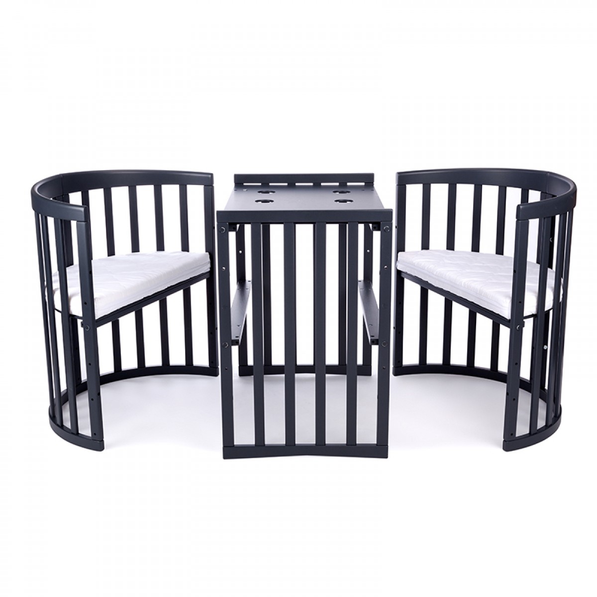 Βρεφικό Κρεβάτι Waldin 7in1 Oval 78x128cm Grafite