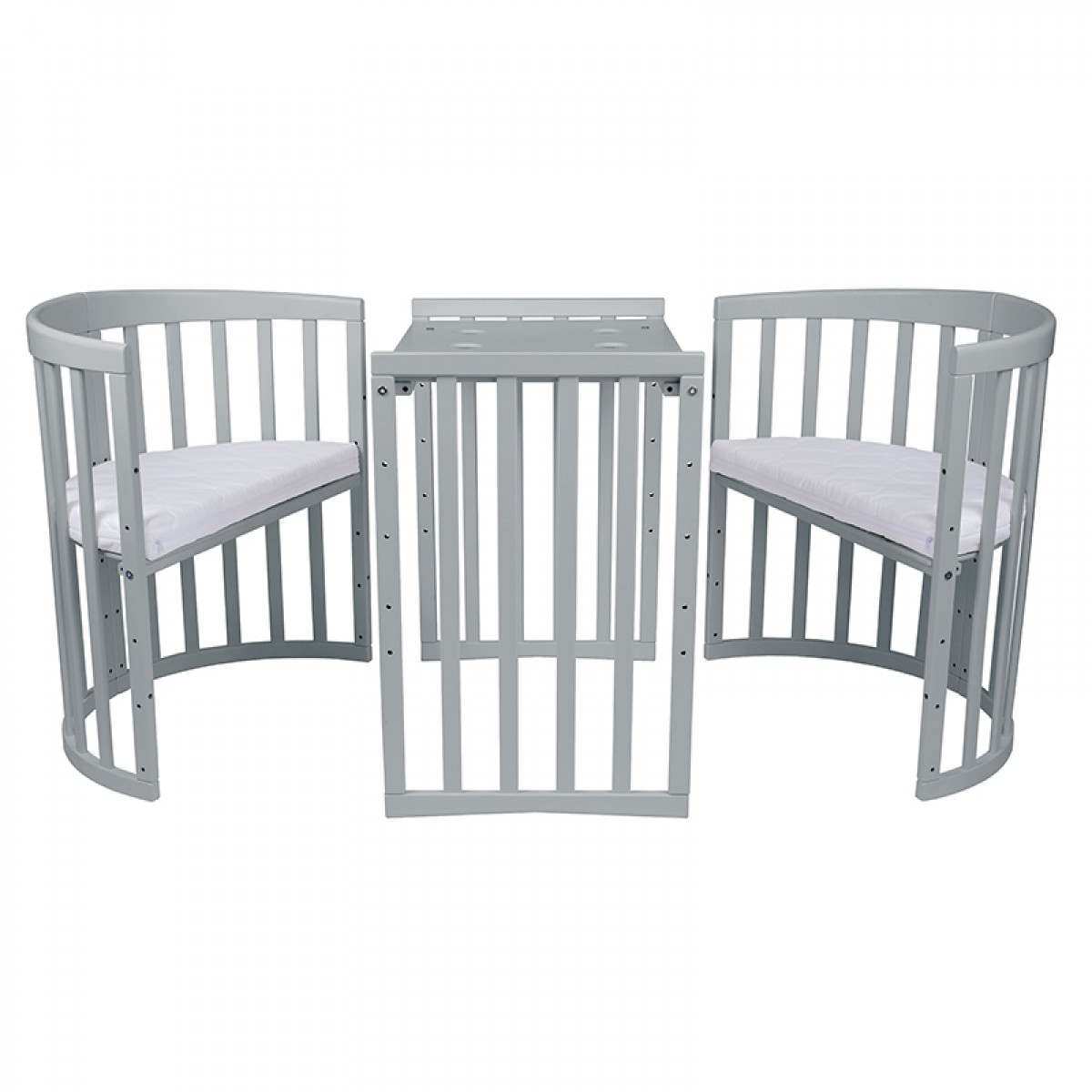 Βρεφικό Κρεβάτι Waldin 7in1 Oval 78x128cm Grey