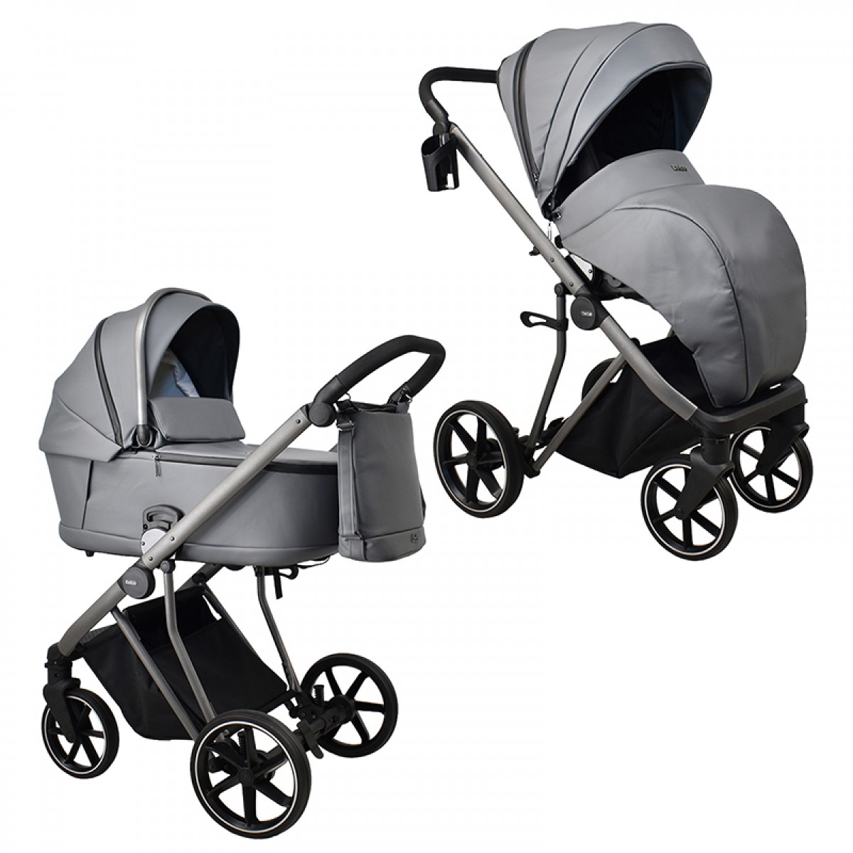 Πολυκαρότσι iBebe Next2 2in1 Eco Leather Grey