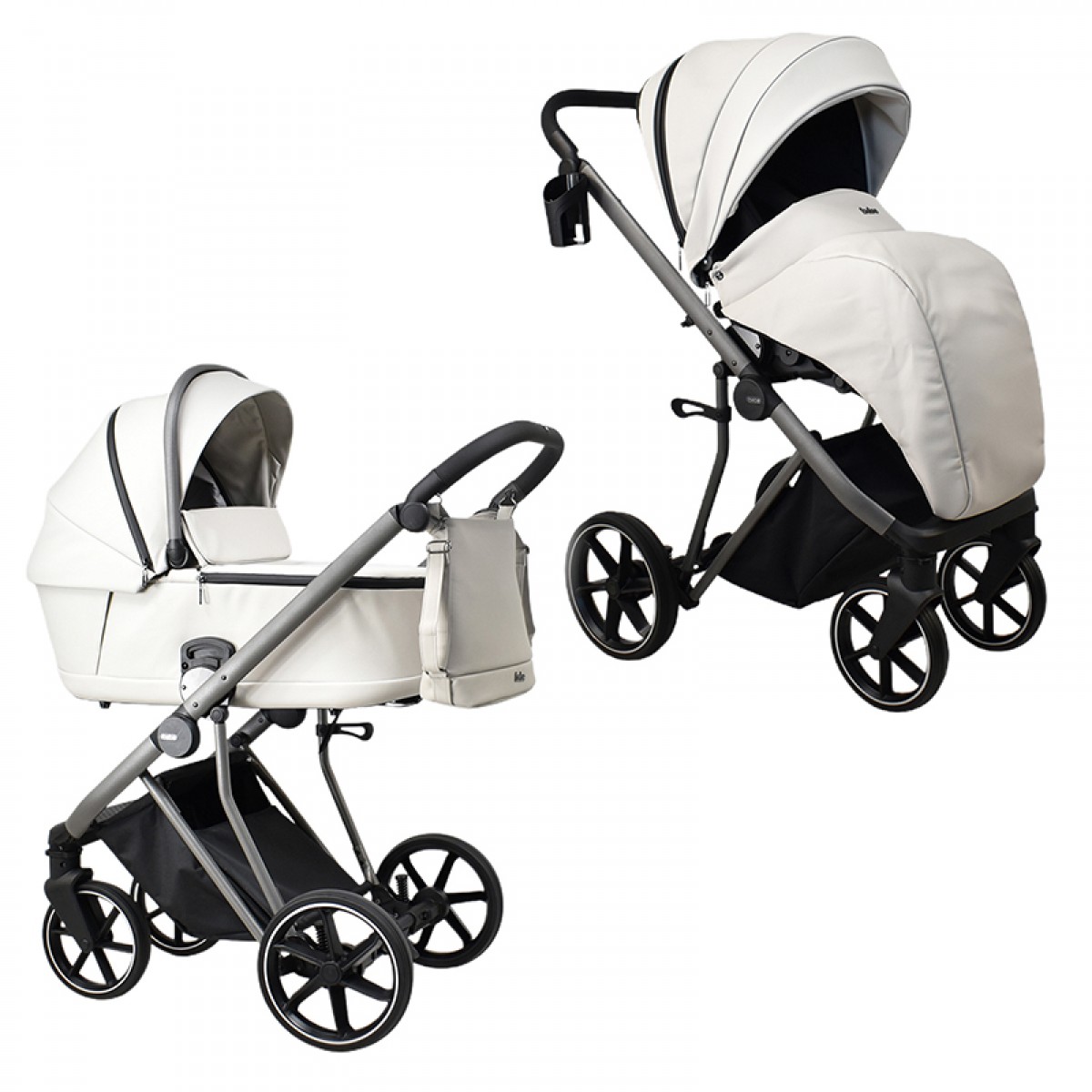 Πολυκαρότσι iBebe Next2 2in1 Eco Leather Light Silver