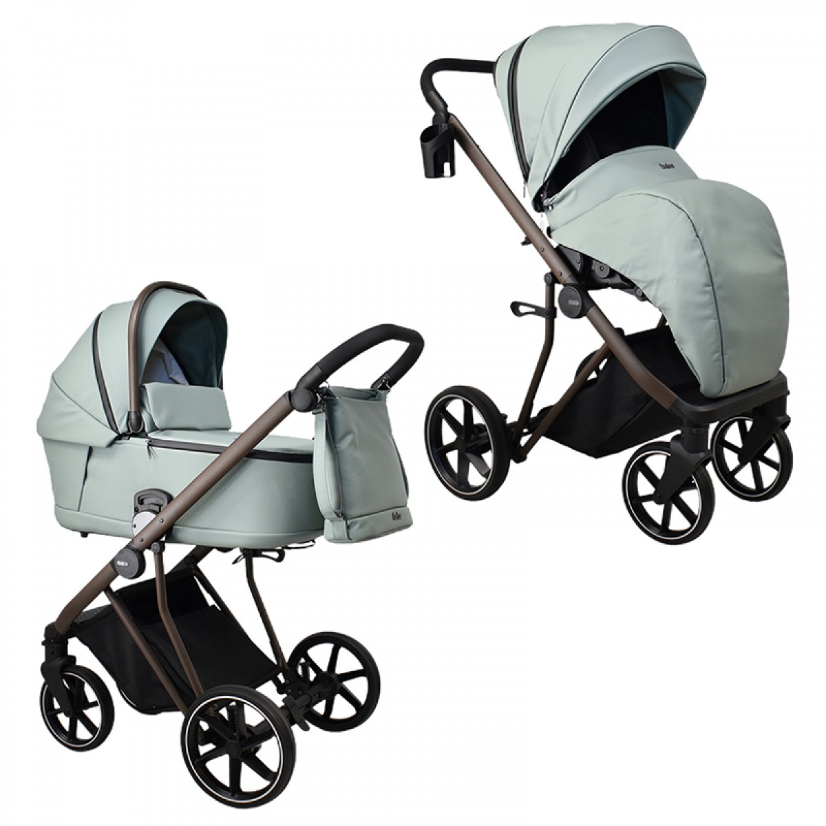 Πολυκαρότσι iBebe Next2 2in1 Eco Leather Mint