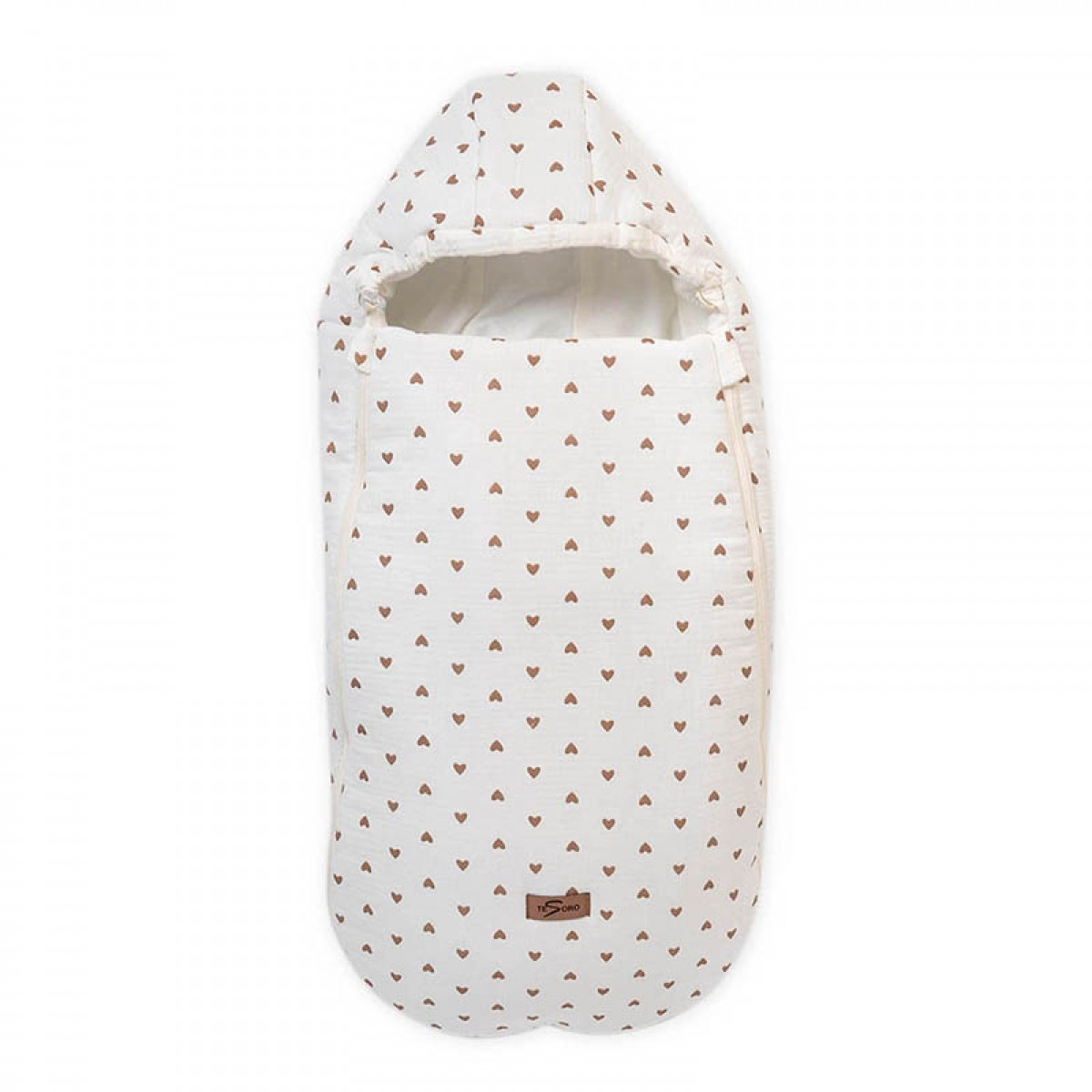 Ποδόσακος Tesoro Muslin Hearts Brown