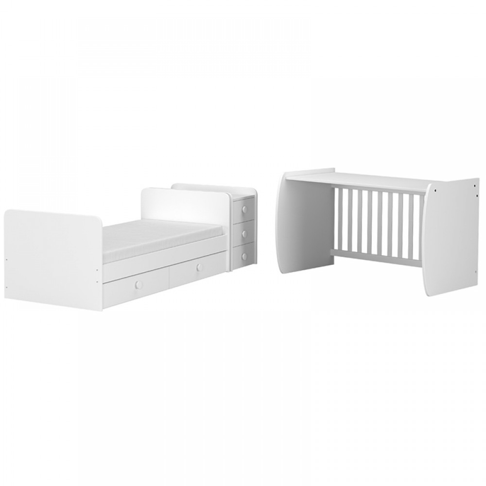 Πολυμορφικό Κρεβάτι Arbor Baby & Junior White 1
